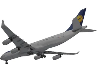 Airbus A340-300 Lufthansa 3D Model preview