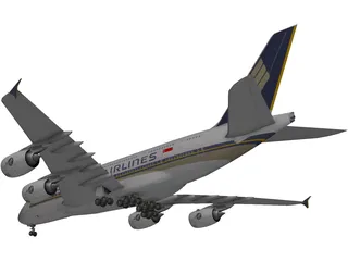 Airbus A380-800 Singapore Airlines 3D Model preview