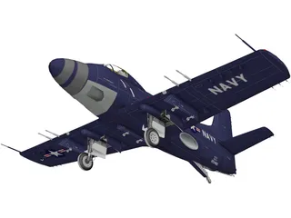 Douglas A2D-1 Skyshark 3D Model preview