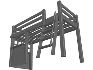 Loft Bed Children with Store 3D Model preview