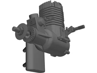 RC OS .50 Engine with Pitts Muffler 3D Model preview