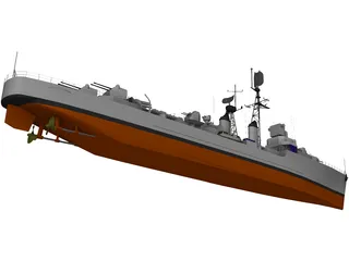 Destroyer Forbin 1958 3D Model preview
