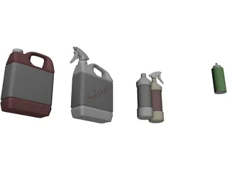 Spray Bottles 3D Model preview