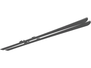Ski Single Tip with Bindings 3D Model preview