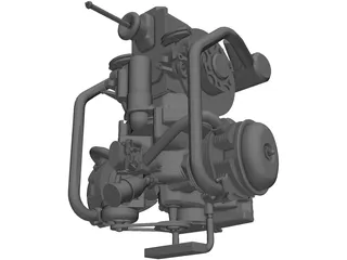 Citroen 2CV Engine 3D Model preview