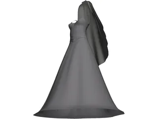 Wedding Dress 3D Model preview