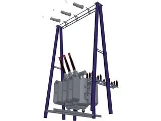 Electric High-voltage Transformers 3D Model preview