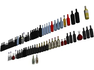 Bar Bottles Collection 3D Model preview