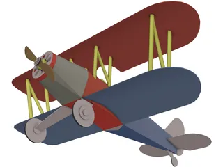 Mickys Doppeldecker Airplane 3D Model preview