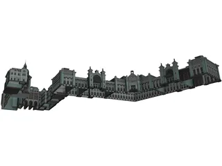 Russian Train Station in Moscow 3D Model preview