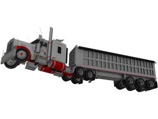 Kenworth W900 with Trailer 3D Model preview