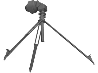 Axis PTZ Camera on Tripod 3D Model preview
