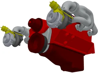 SBC Dual Turbo Engine 3D Model preview