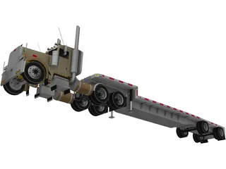 Peterbilt with Reitnouer Trailer 3D Model preview
