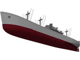 Cargo Ship WWII 3D Model preview