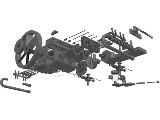 4-Cylinder Boxer Engine 3D Model preview