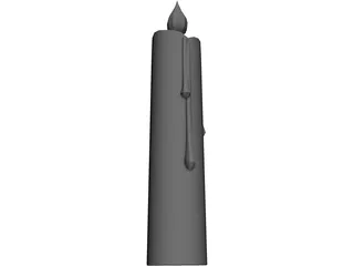 Candle With Wax Spilled 3D Model preview