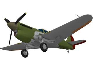 Curtiss P-40E 3D Model preview