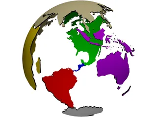 Globe Land Masses 3D Model preview