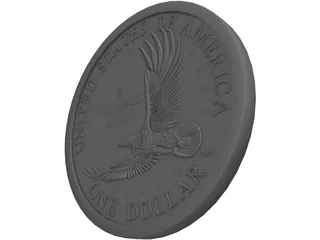 Coin Gold Dollar 3D Model preview