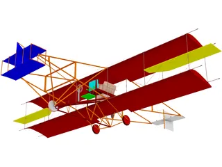 Biplane Curtis Pusher 3D Model preview