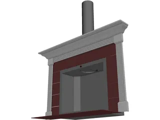 Basic Home Fireplace and Mantle 3D Model preview