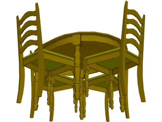 Table with Chairs 3D Model preview
