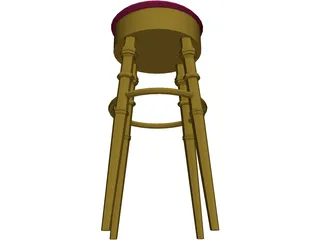 Barstool Brass 3D Model preview