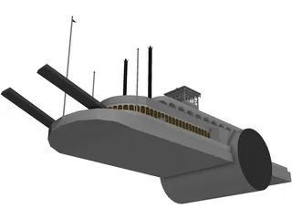 Steamboat SideWheel (1900) 3D Model preview