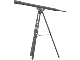 Brass Telescope on Stand 3D Model preview