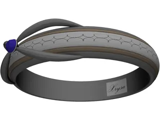 Platinum Engraved Ring 3D Model preview