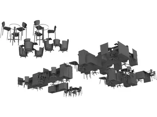 Office Furniture Set 3D Model preview