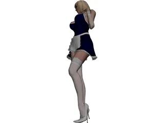 Waitress Woman Standing 3D Model preview
