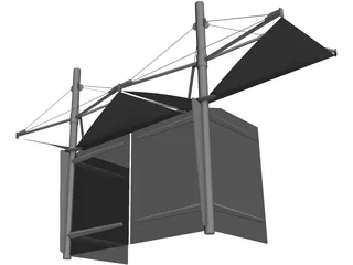 Bus Stop Shelter 3D Model preview