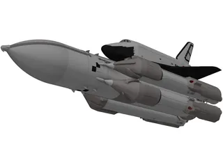 Buran-Energia Space Shuttle with Rocket 3D Model preview