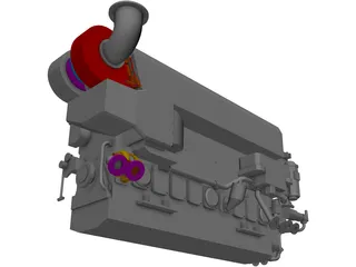 Marine Engine 3D Model preview