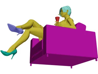 Woman on Chair 3D Model preview
