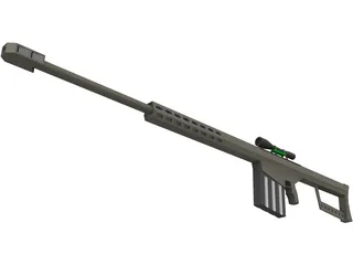 Barrett .50 Cal. Sniper Rifle 3D Model preview