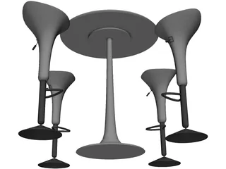 Bar Stool with Table 3D Model preview