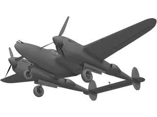 Lockheed P-38 Lightning 3D Model preview