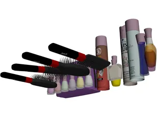 Woman Makeup and Accessories 3D Model preview
