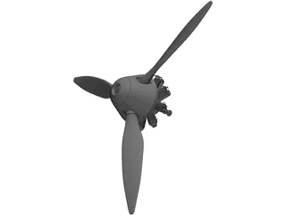 9-Cylinder Rotor Engine 3D Model preview