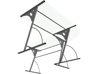 Glass Office Computer Desk 3D Model preview