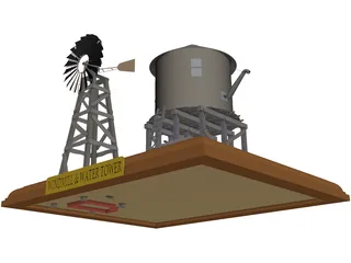 Windmill and Water Tower 3D Model preview