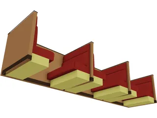 Booth Seating 3D Model preview