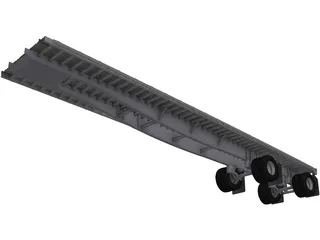 Semi Flat Bed Trailer 45 Foot 3D Model preview