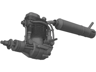 RC Motor Glow 4T YS 120 3D Model preview