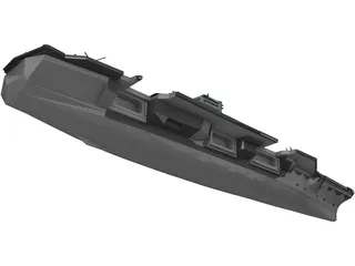 Military Ship with Airplanes 3D Model preview