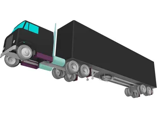 International Complete Trailer Truck 3D Model preview