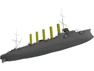 Askold Russian Cruiser (1900) 3D Model preview